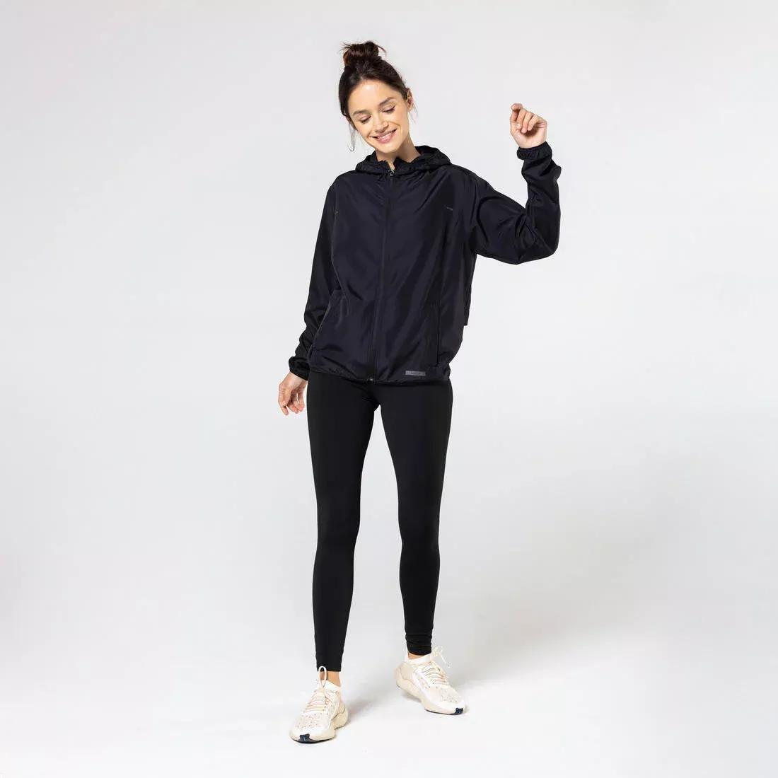 BLACK Women's windproof running jacket - KIPRUN Run 100 Wind - Black, No Color, large image number 4