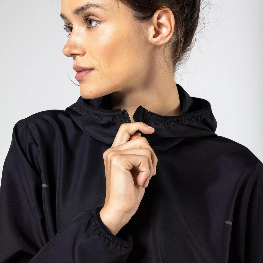 BLACK Women's windproof running jacket - KIPRUN Run 100 Wind - Black, , large image number 10