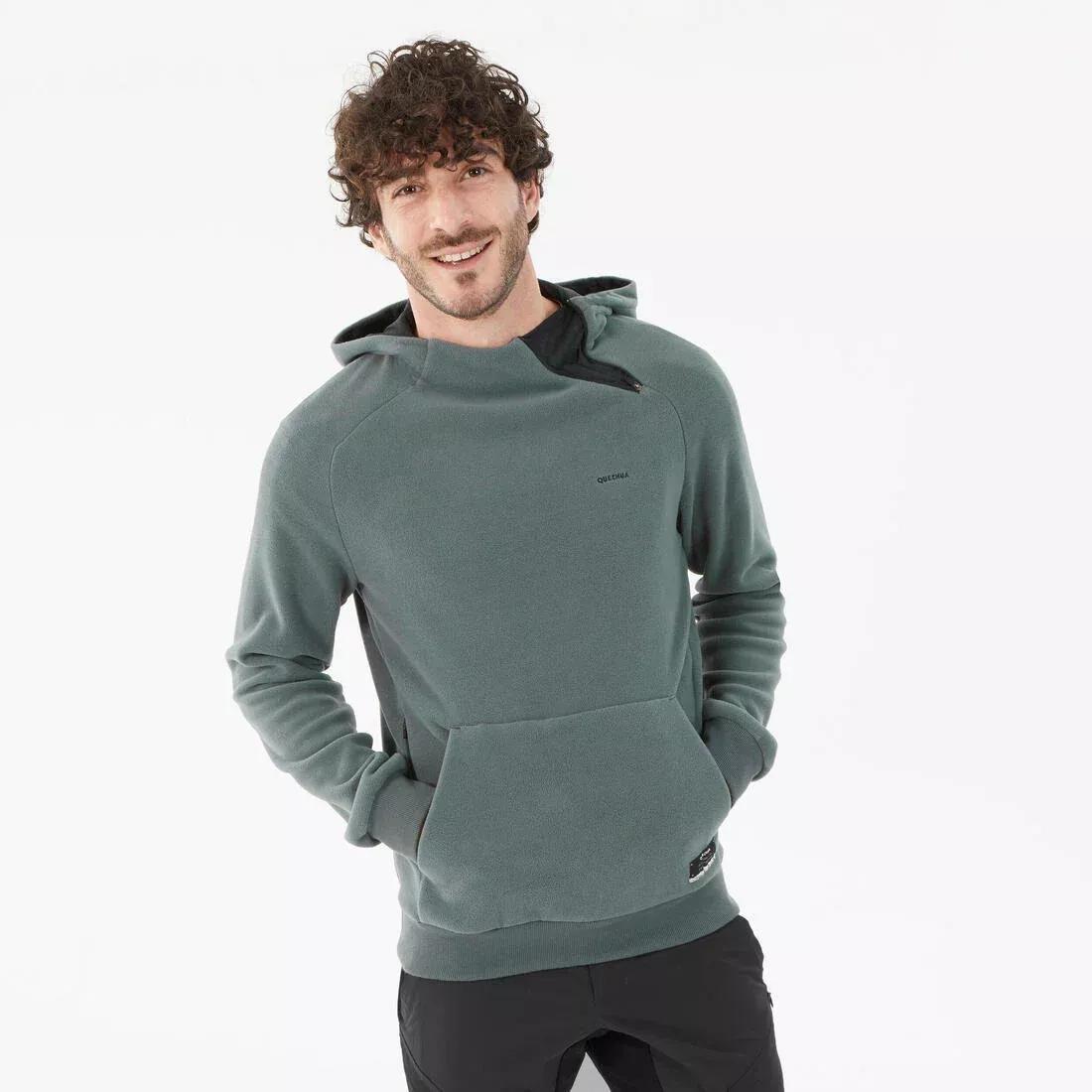 SMOKED GREEN M Fleece Hooded Sweatshirt MH100 Green, , large image number 0