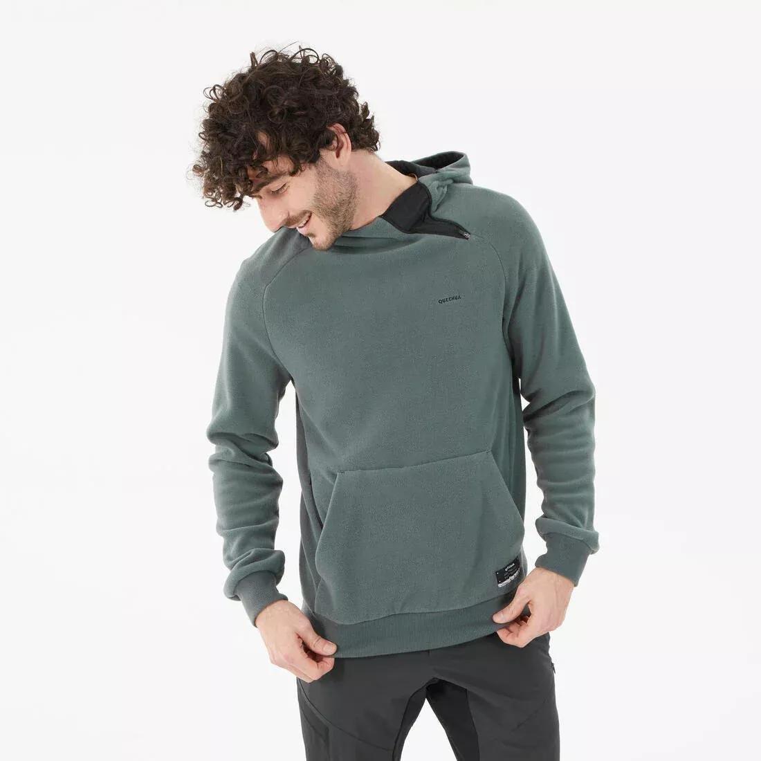 SMOKED GREEN M Fleece Hooded Sweatshirt MH100 Green, , large image number 2