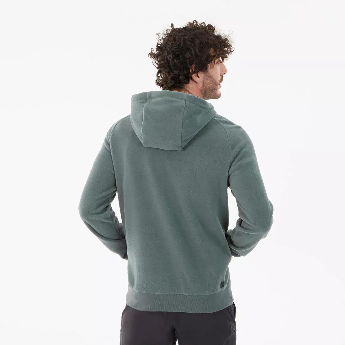 SMOKED GREEN M Fleece Hooded Sweatshirt MH100 Green, , large image number 3