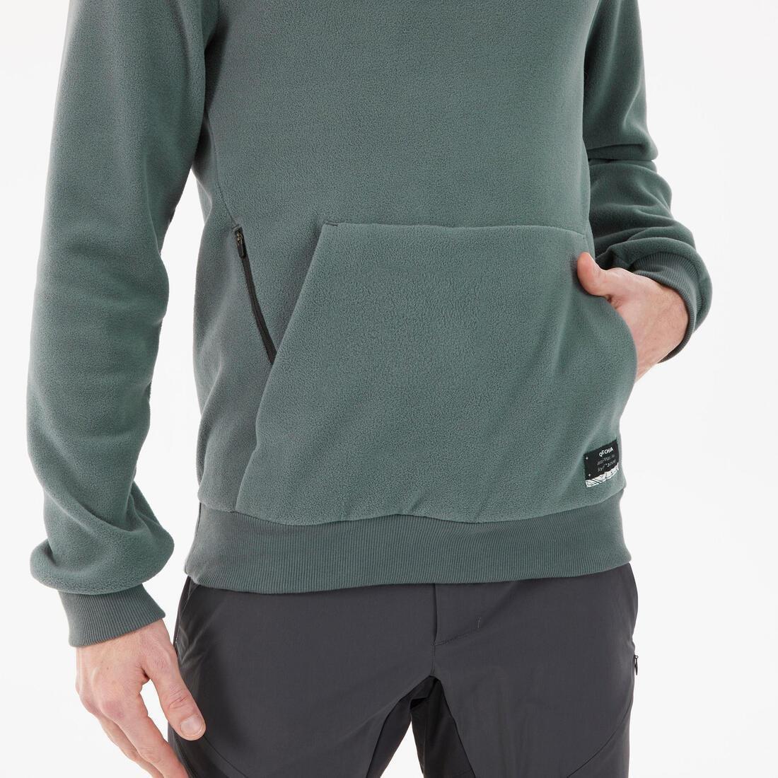 SMOKED GREEN M Fleece Hooded Sweatshirt MH100 Green, , large image number 4
