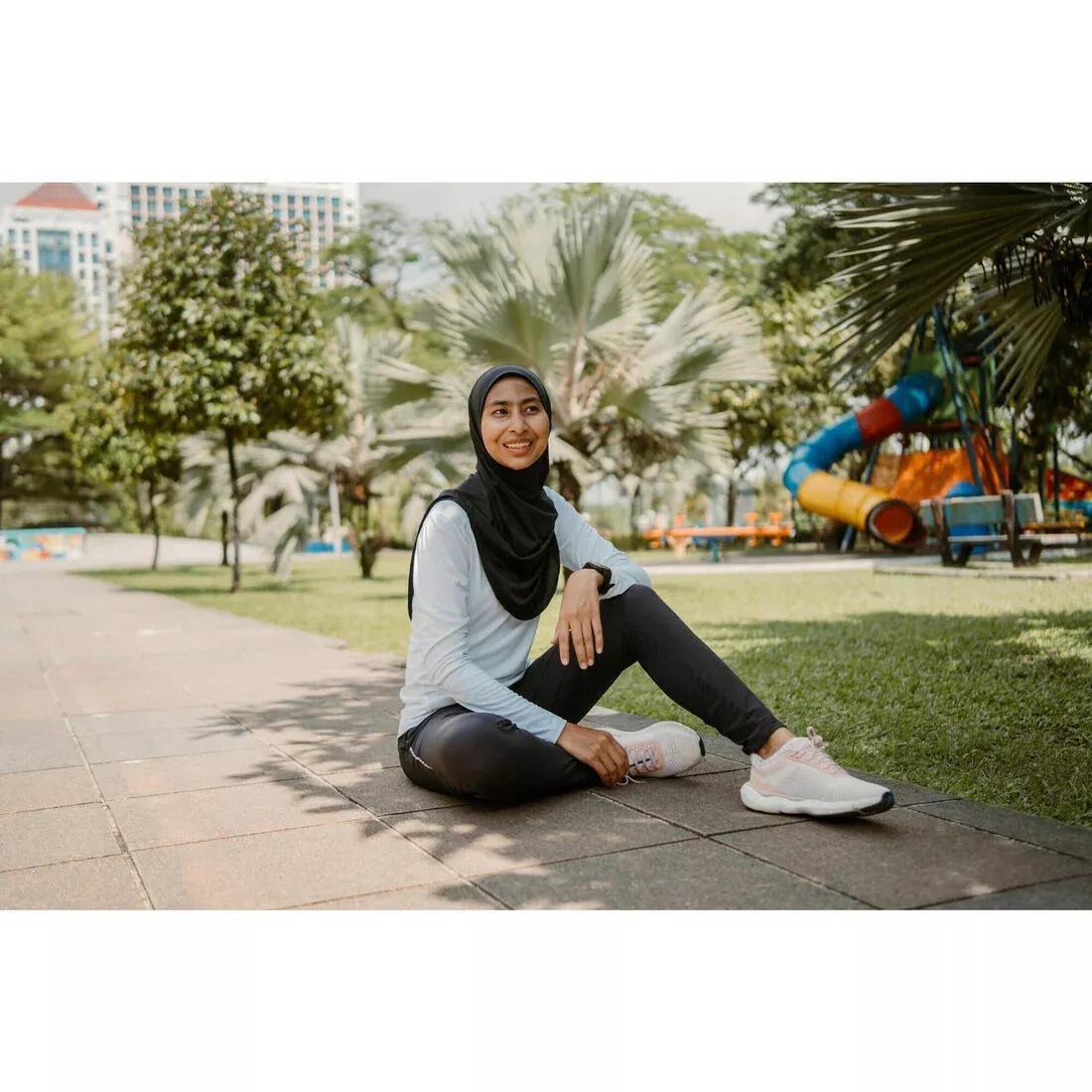 Women KIPRUN V2 Running Hijab, Black, No Color, large image number 3