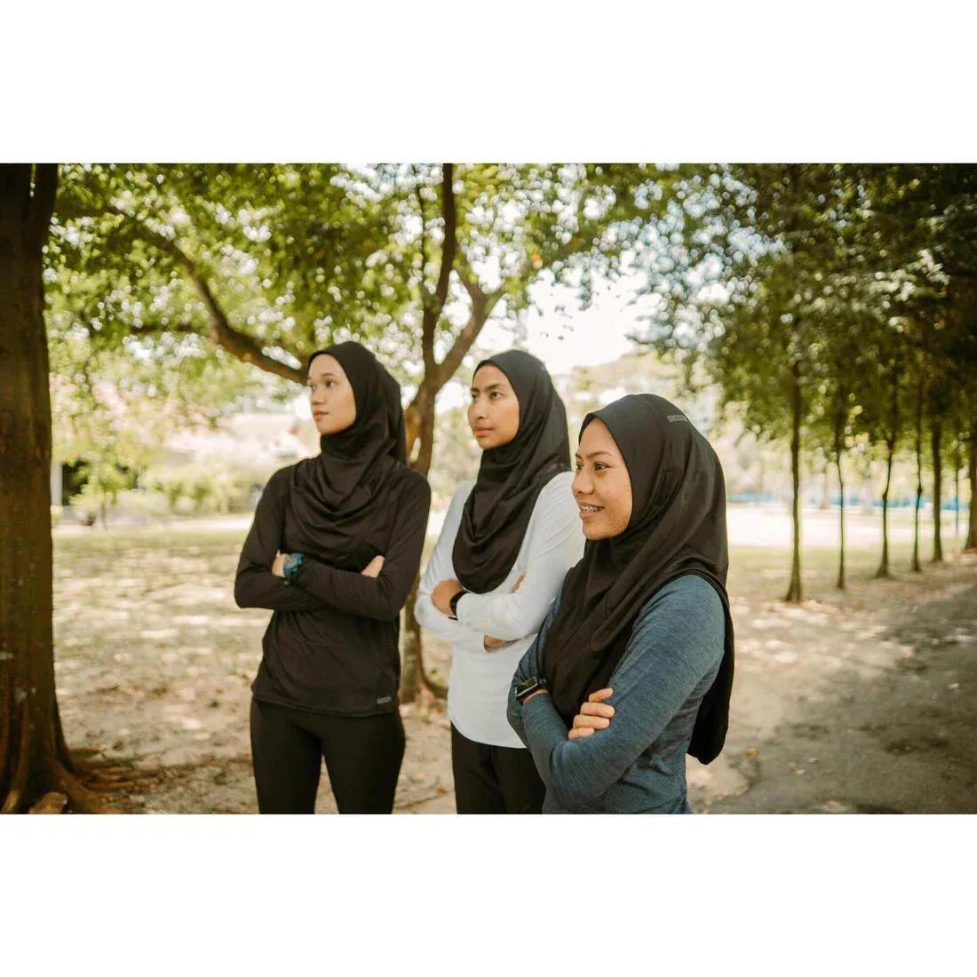 Women KIPRUN V2 Running Hijab, Black, No Color, large image number 4