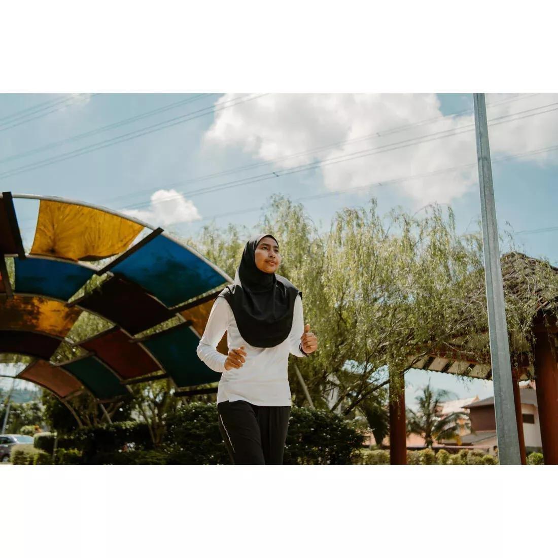 Women KIPRUN V2 Running Hijab, Black, No Color, large image number 6