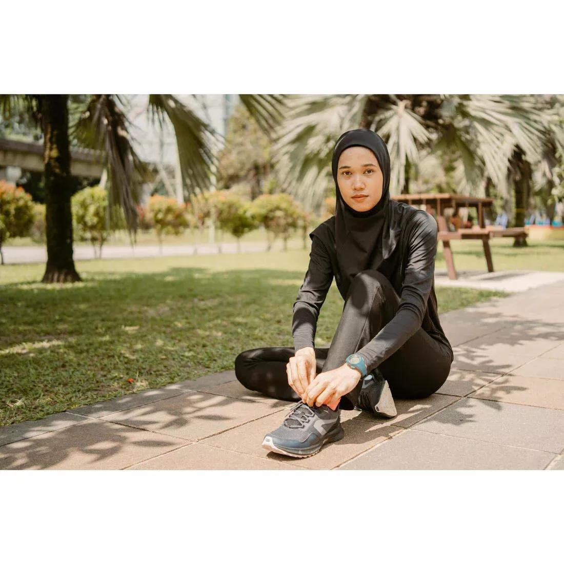 Women KIPRUN V2 Running Hijab, Black, No Color, large image number 7