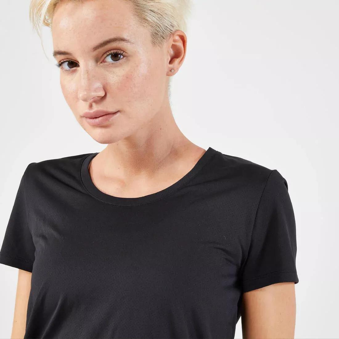 Women Breathable Kiprun Run Running T-Shirt, Black, , large image number 2