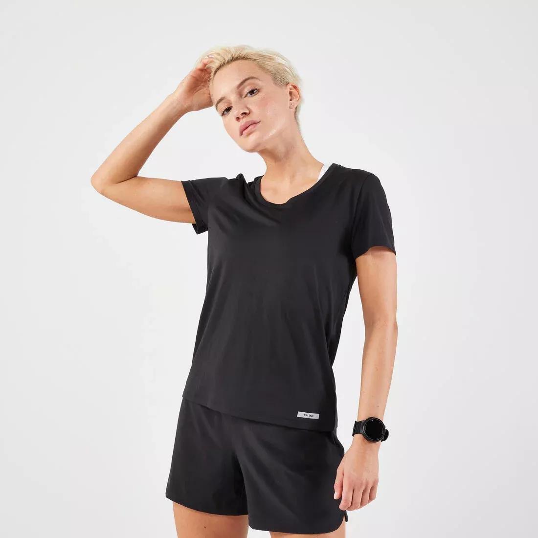 Women Breathable Kiprun Run Running T-Shirt, Black, No Color, large image number 5