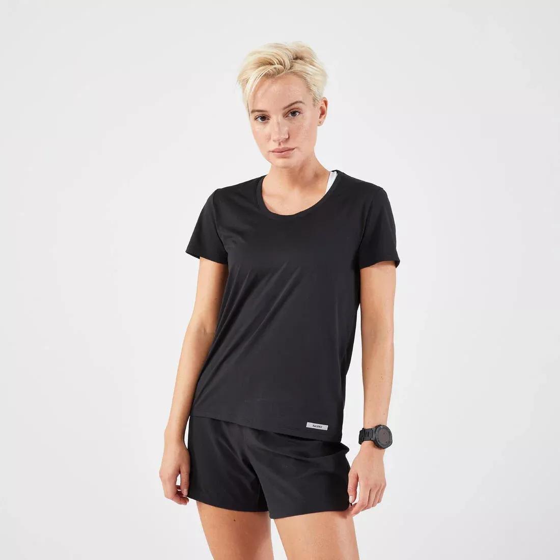 Women Breathable Kiprun Run Running T-Shirt, Black, No Color, large image number 6