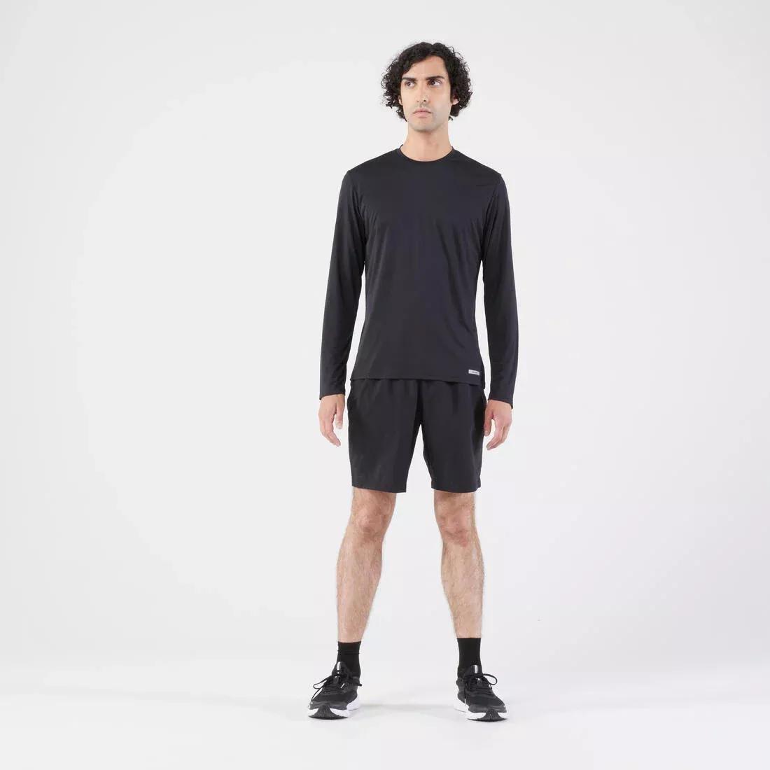 SMOKED BLACK Men's Running Long-Sleeved T-Shirt Anti-UV - Kiprun Dry 500 UV, No Color, large image number 2
