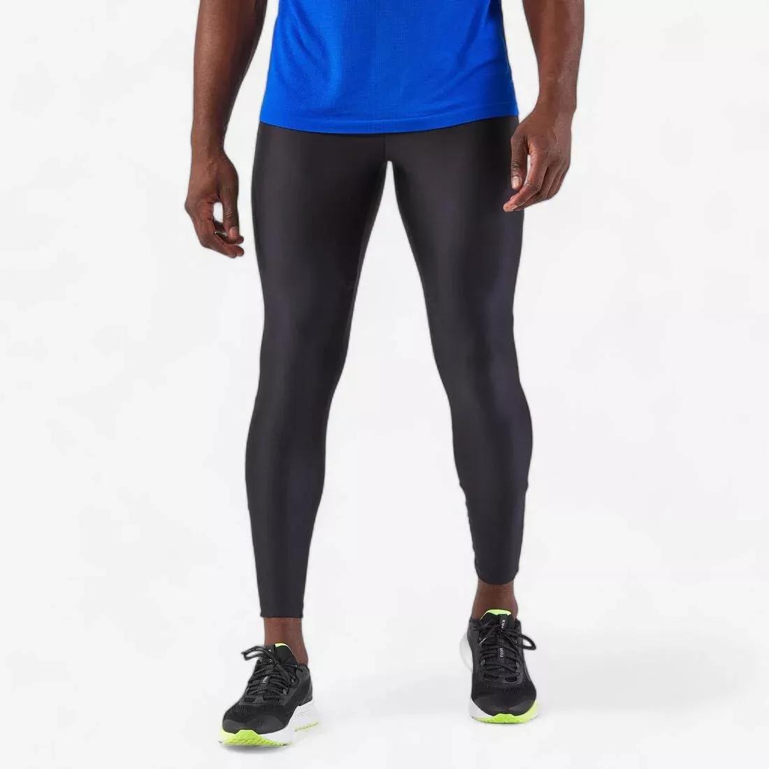 SMOKED BLACK Men's Running Breathable Tights KIPRUN Run 100 Dry - Black, , medium