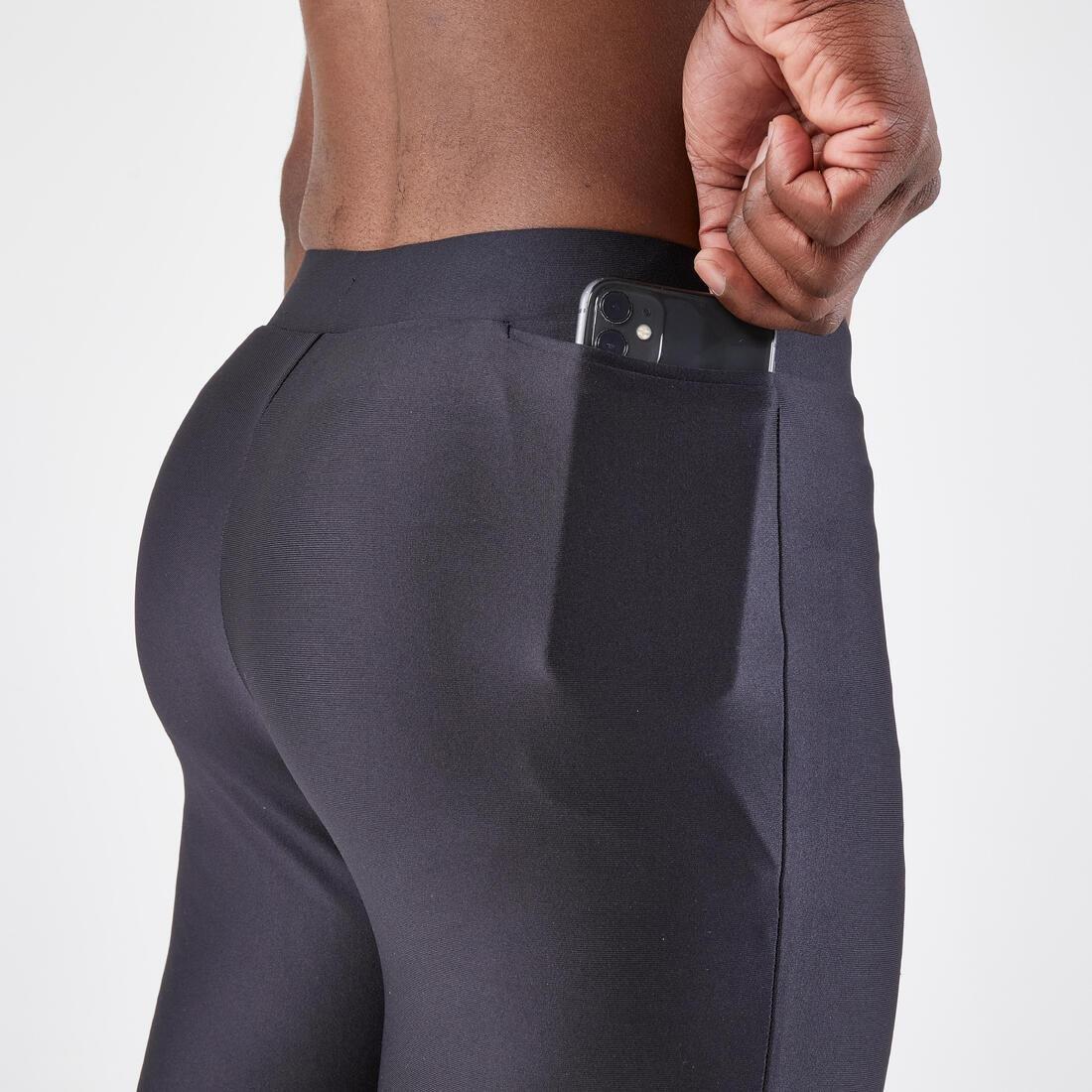 SMOKED BLACK Men's Running Breathable Tights KIPRUN Run 100 Dry - Black, , large image number 3
