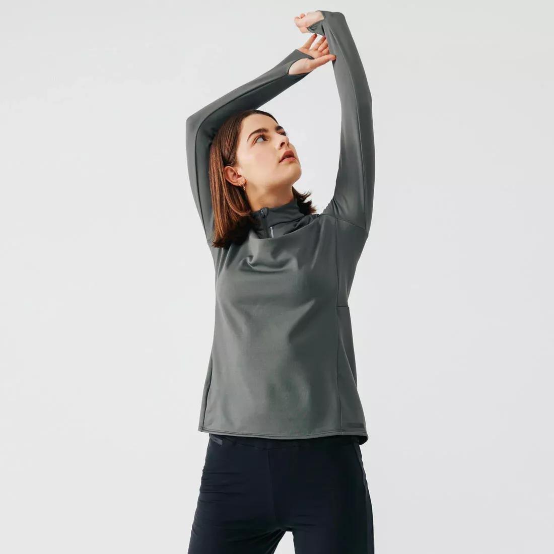 Zip Warm women's long-sleeved running T-shirt, pale yellow, , large image number 2