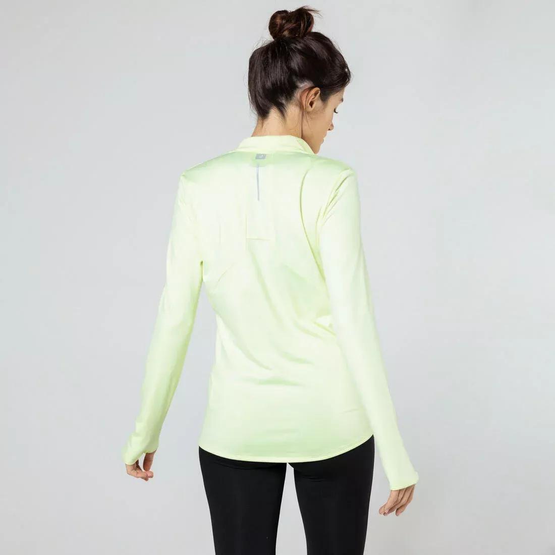 Zip Warm women's long-sleeved running T-shirt, pale yellow, , large image number 9