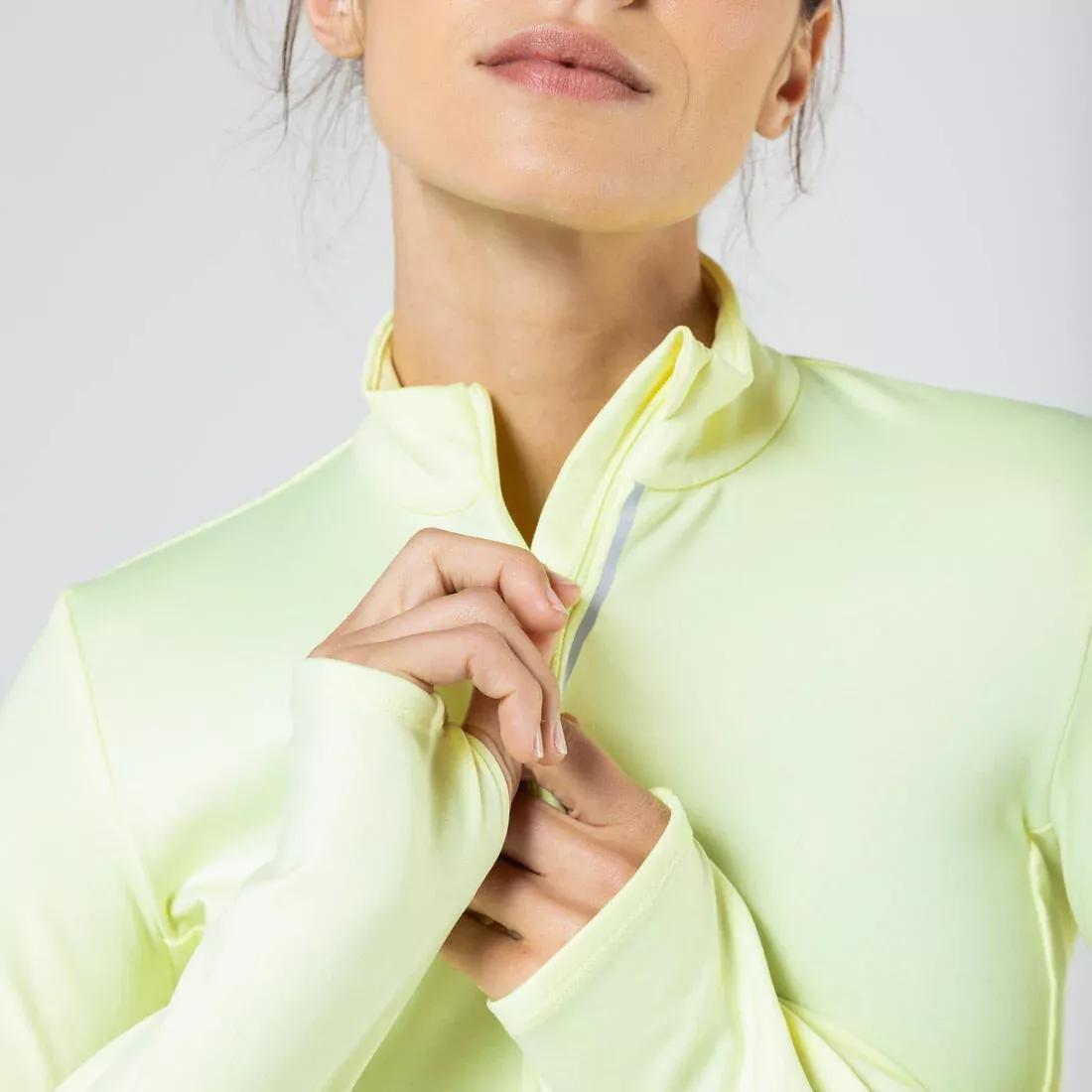 Zip Warm women's long-sleeved running T-shirt, pale yellow, , large image number 10