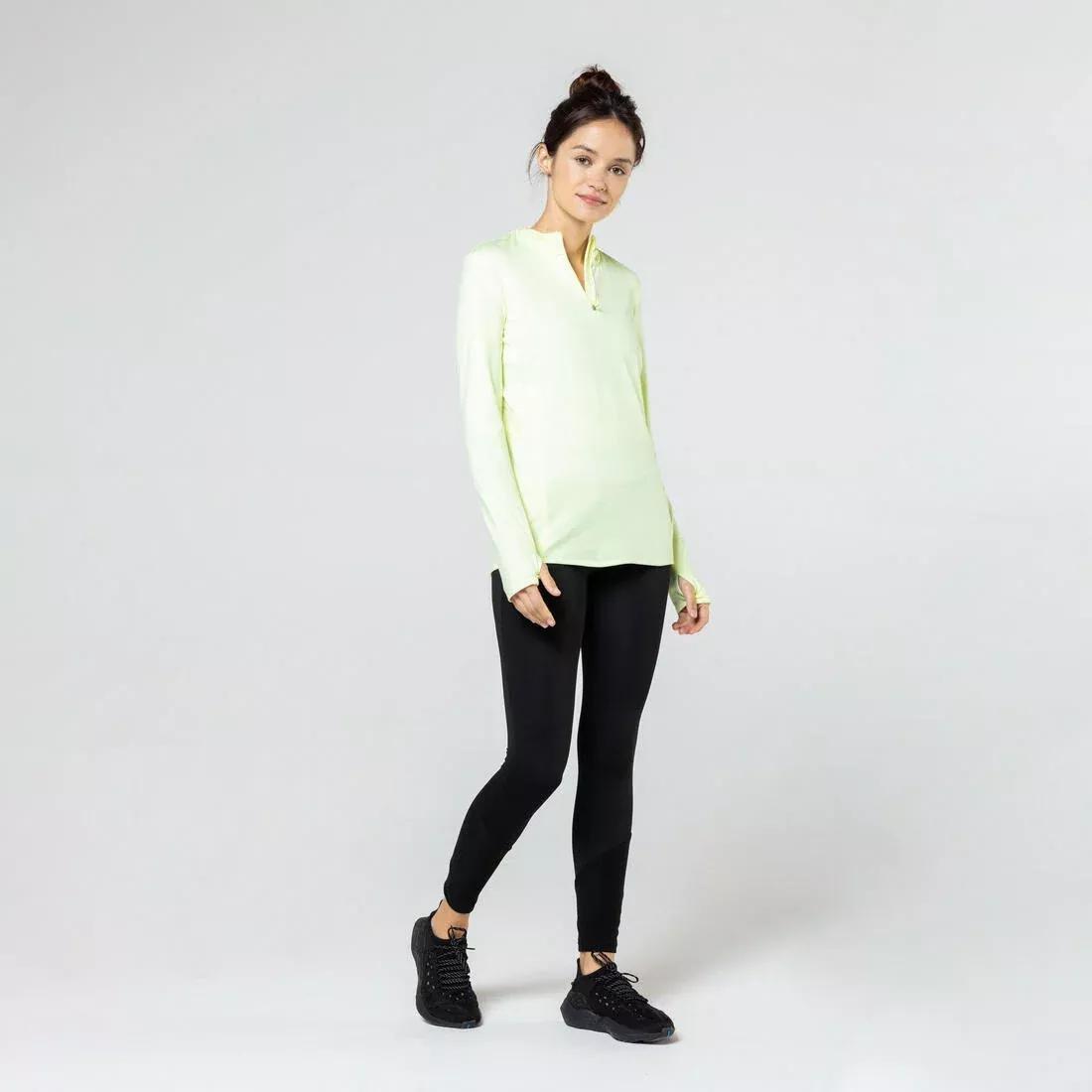 Zip Warm women's long-sleeved running T-shirt, pale yellow, , large image number 12