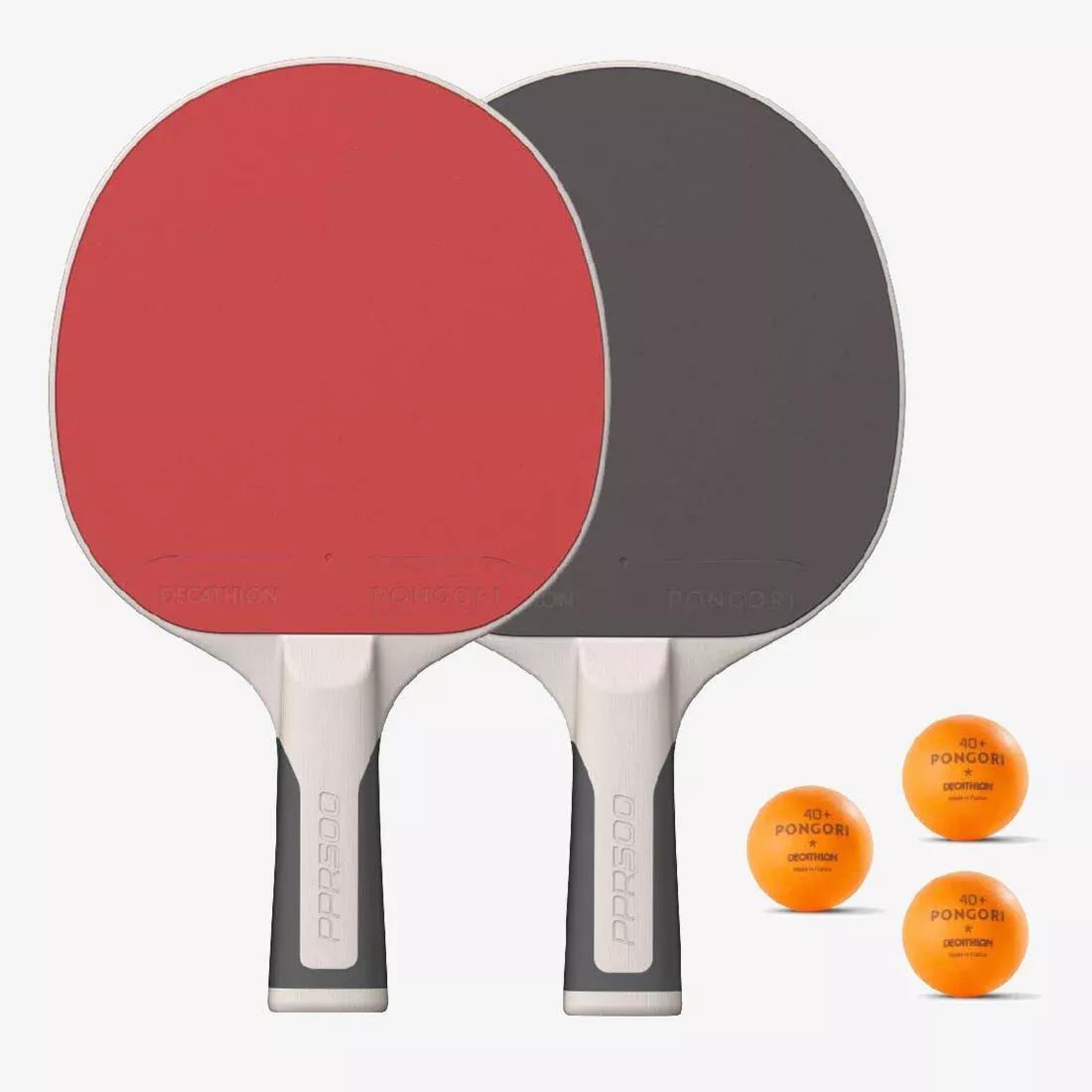 Durable Table Tennis Bats + 3 Balls Set PPR 500 Set, Multicolour, 5401_000, medium