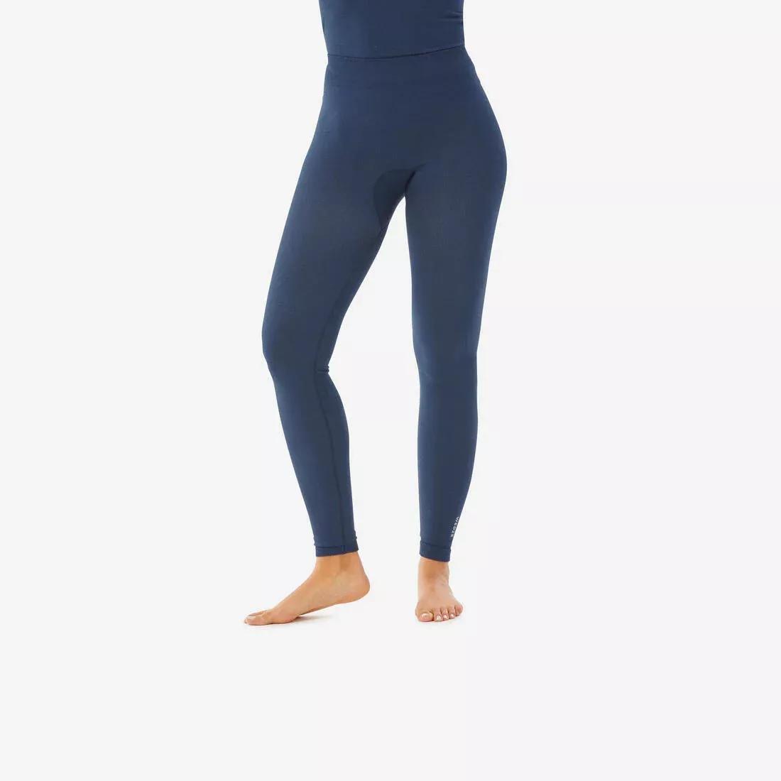 ASPHALT BLUE Women's thermal seamless ski tights, BL 500 - Navy blue, No Color, medium