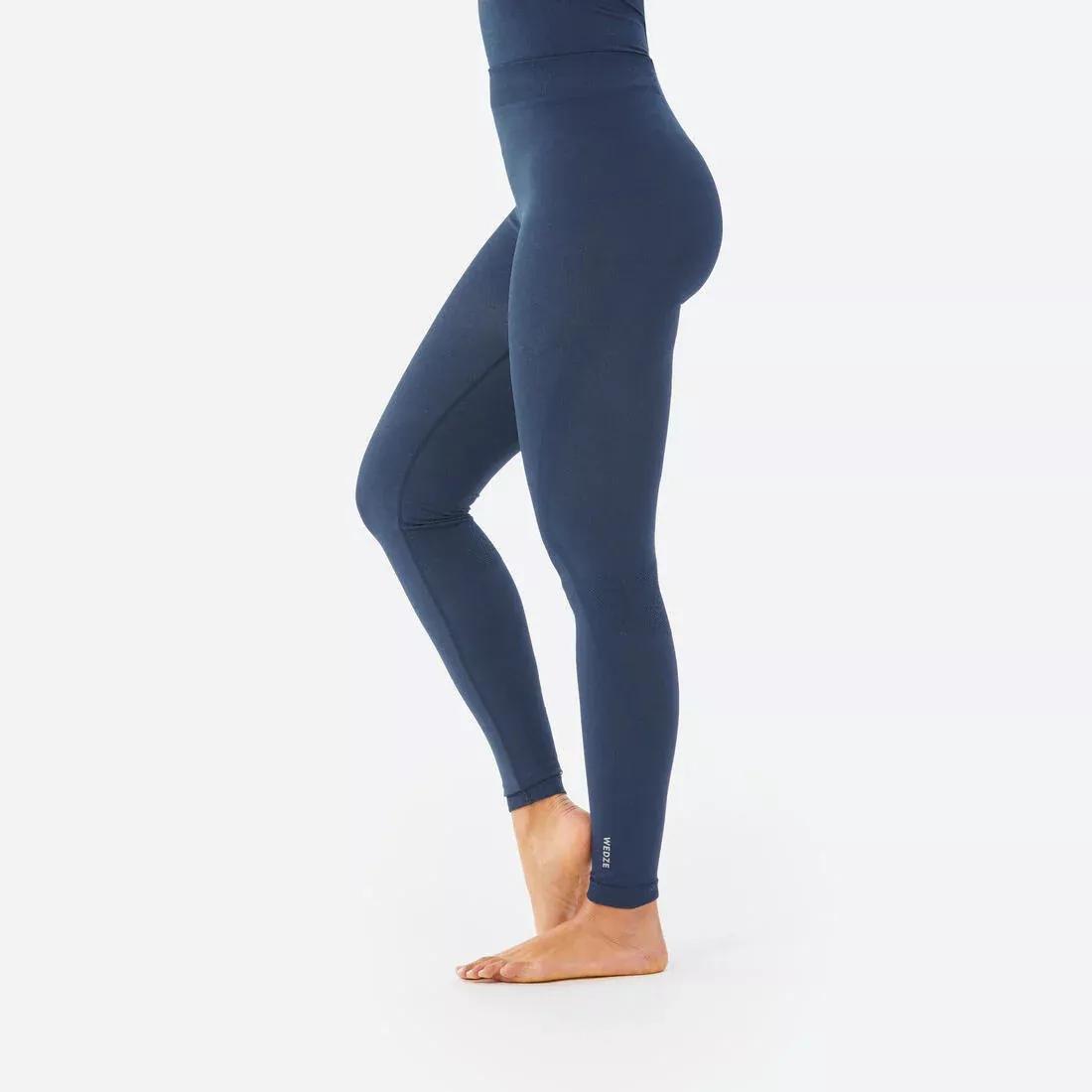 ASPHALT BLUE Women's thermal seamless ski tights, BL 500 - Navy blue, No Color, medium