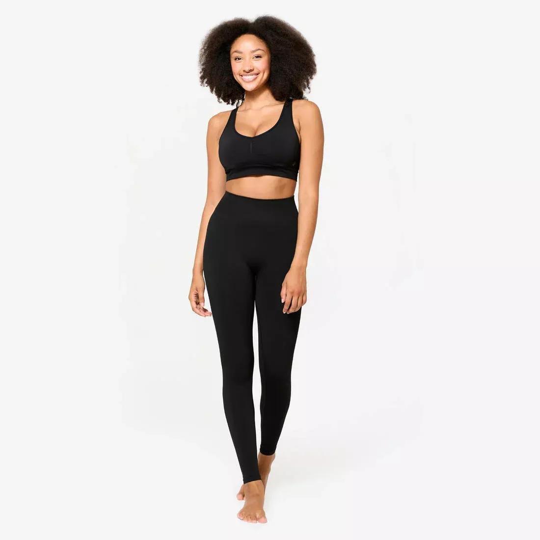 Women Light Support Sports Bra With Cross-Over Straps, Black, No Color, large image number 2