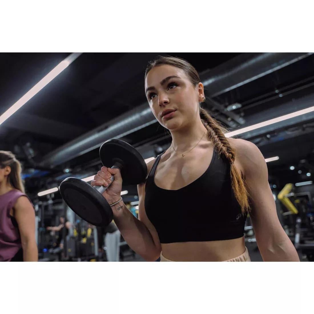 Women Light Support Sports Bra With Cross-Over Straps, Black, No Color, large image number 6