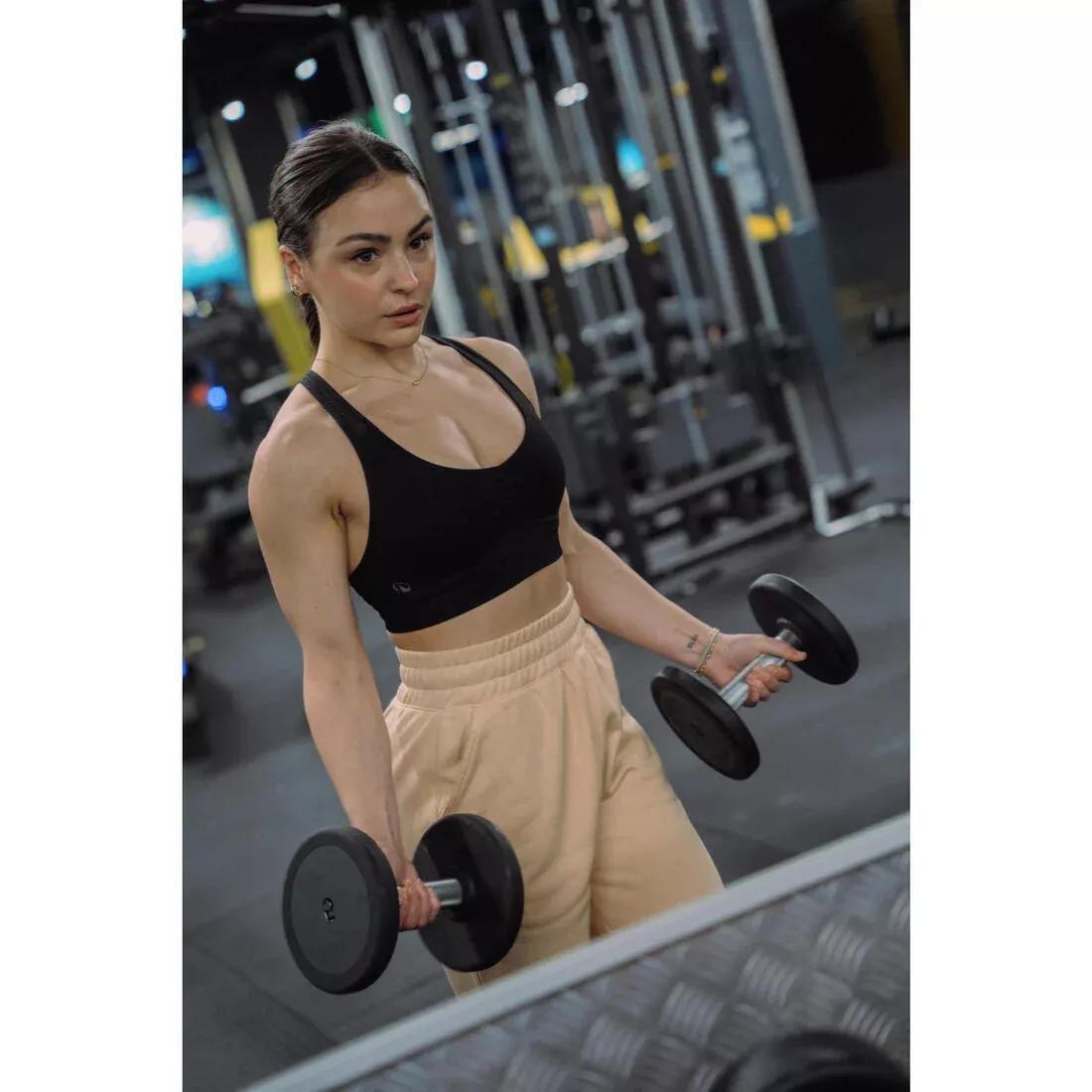 Women Light Support Sports Bra With Cross-Over Straps, Black, No Color, large image number 7