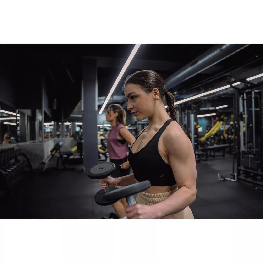 Women Light Support Sports Bra With Cross-Over Straps, Black, No Color, large image number 10