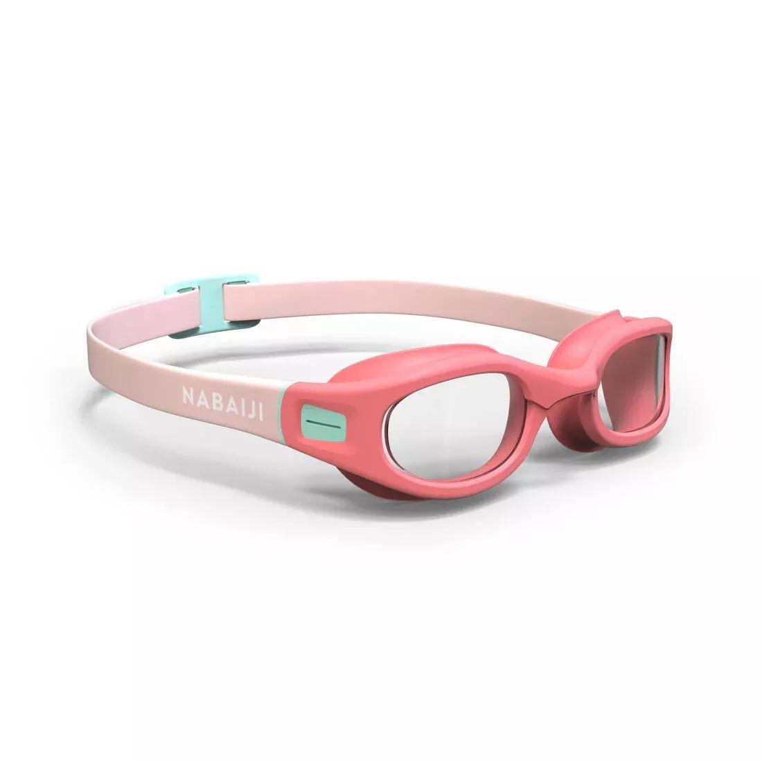 Kids Girls Swimming Goggles - 100 Soft - Size S - Clear Lenses, Pink, No Color, medium