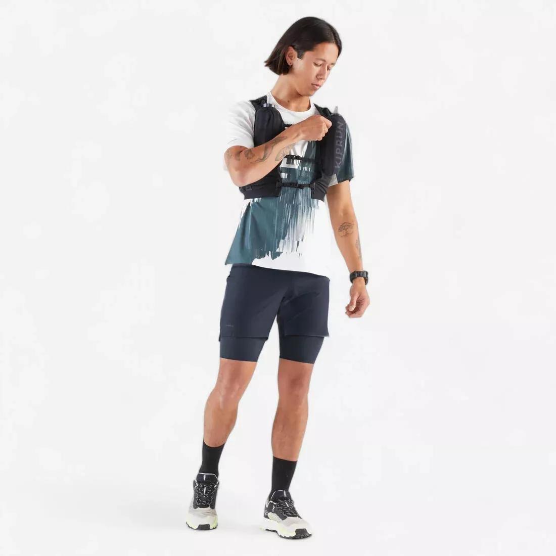 GRAPHITE GREY Men's Trail Running Long-Distance Shorts 2in1-KIPRUN Run Ultra 900-Grey, No Color, medium