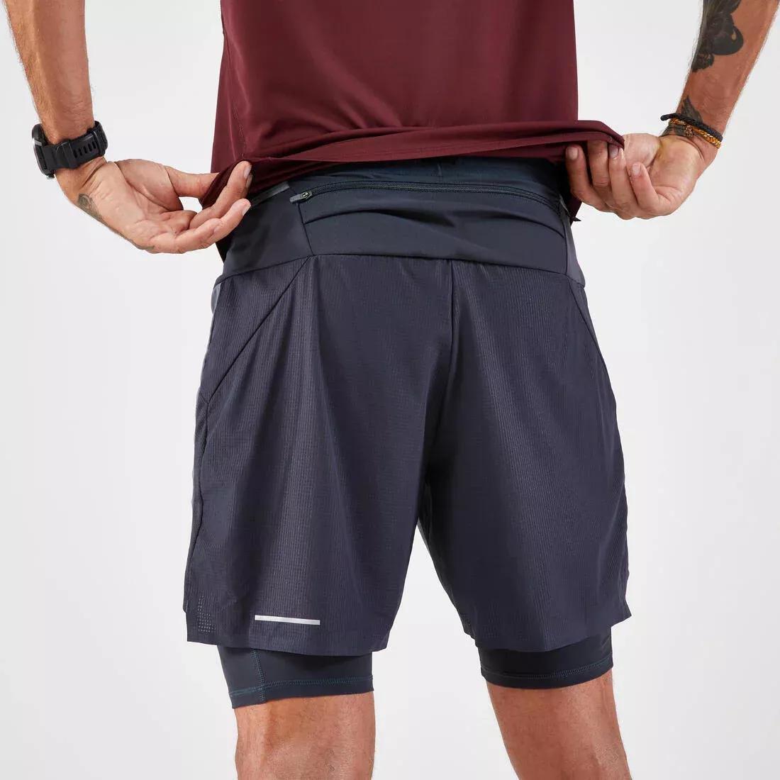Men Trail Running Long-Distance 2in1 Shorts - KIPRUN Run Ultra 900, Grey, No Color, large image number 3