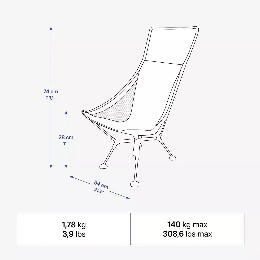 Ultra-compact Low Camping Chair with High Backrest 900 XL, Green, No Color, large image number 4