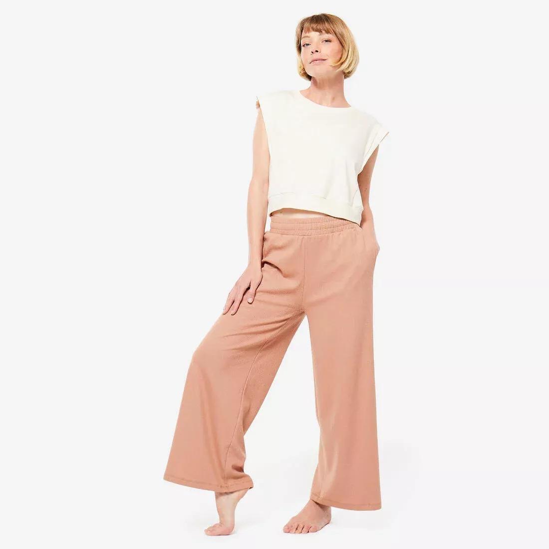 Loose Cropped Yoga T-Shirt, Beige, No Color, medium