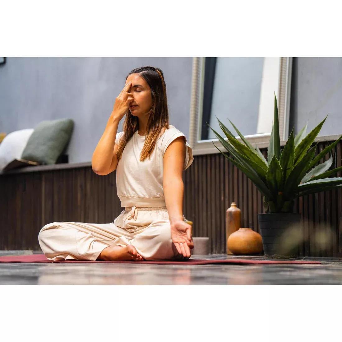 Loose Cropped Yoga T-Shirt, Beige, No Color, large image number 6