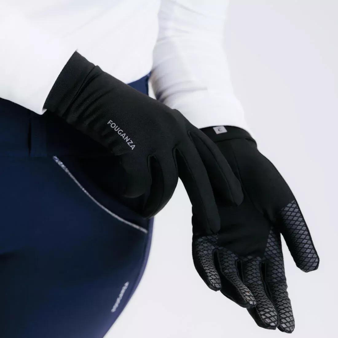 SMOKED BLACK Adult Horse Riding Gloves 100 - Black, , large image number 0