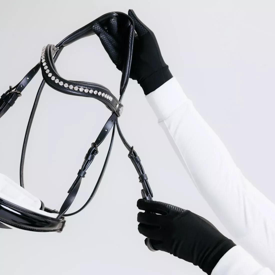 SMOKED BLACK Adult Horse Riding Gloves 100 - Black, , large image number 1