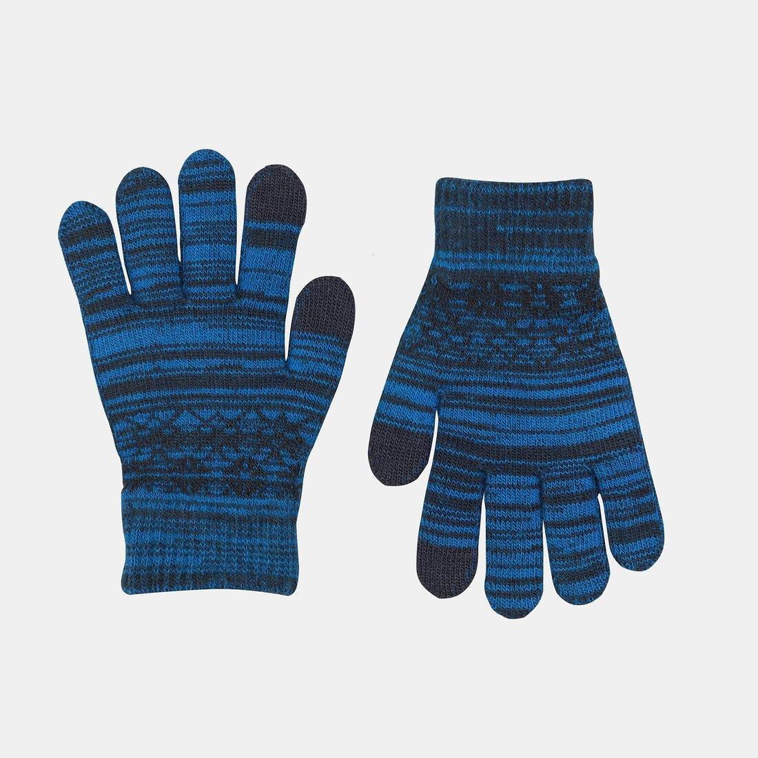 ORANGE KIDS' TOUCHSCREEN COMPATIBLE HIKING GLOVES - SH100 KNITTED - AGED 4-14 YEARS, No Color, medium