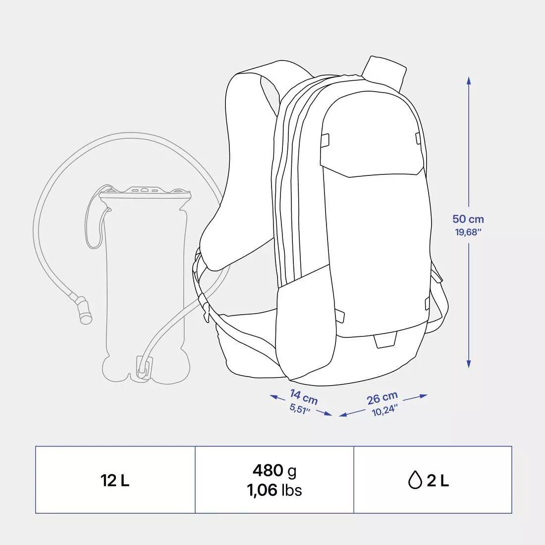 Cycling, Mountain Biking Hydration Backpack. 12L/2L, Black, No Color, large image number 7