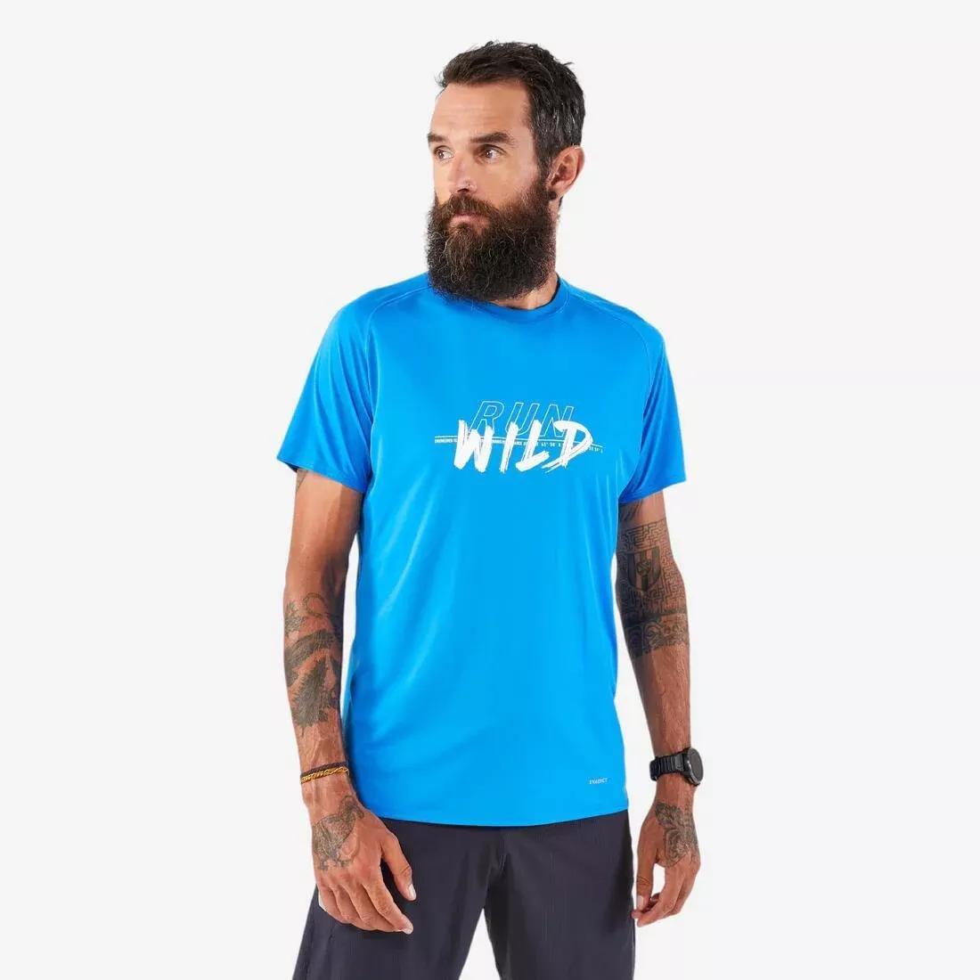 Men Trail Running Short-Sleeved T-Shirt, Blue, 5401_000, large image number 1