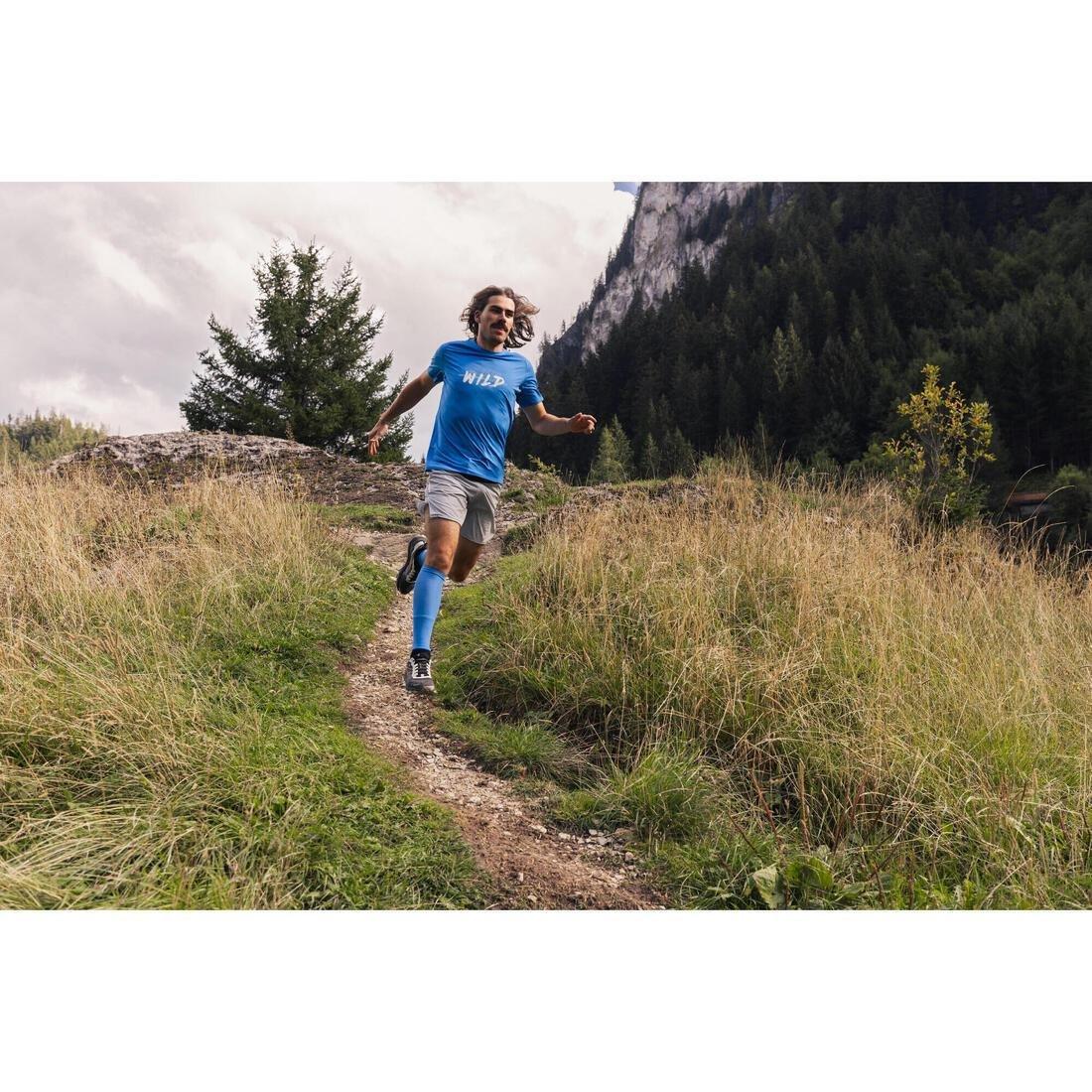 Men Trail Running Short-Sleeved T-Shirt, Blue, 5401_000, large image number 10