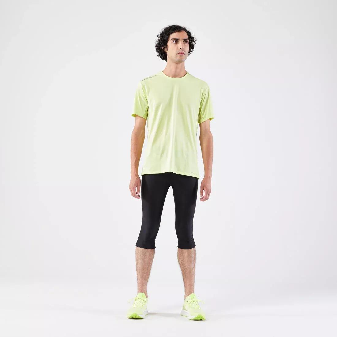 Men Running 3/4 Tights - Kiprun Run 100, Black, No Color, large image number 4