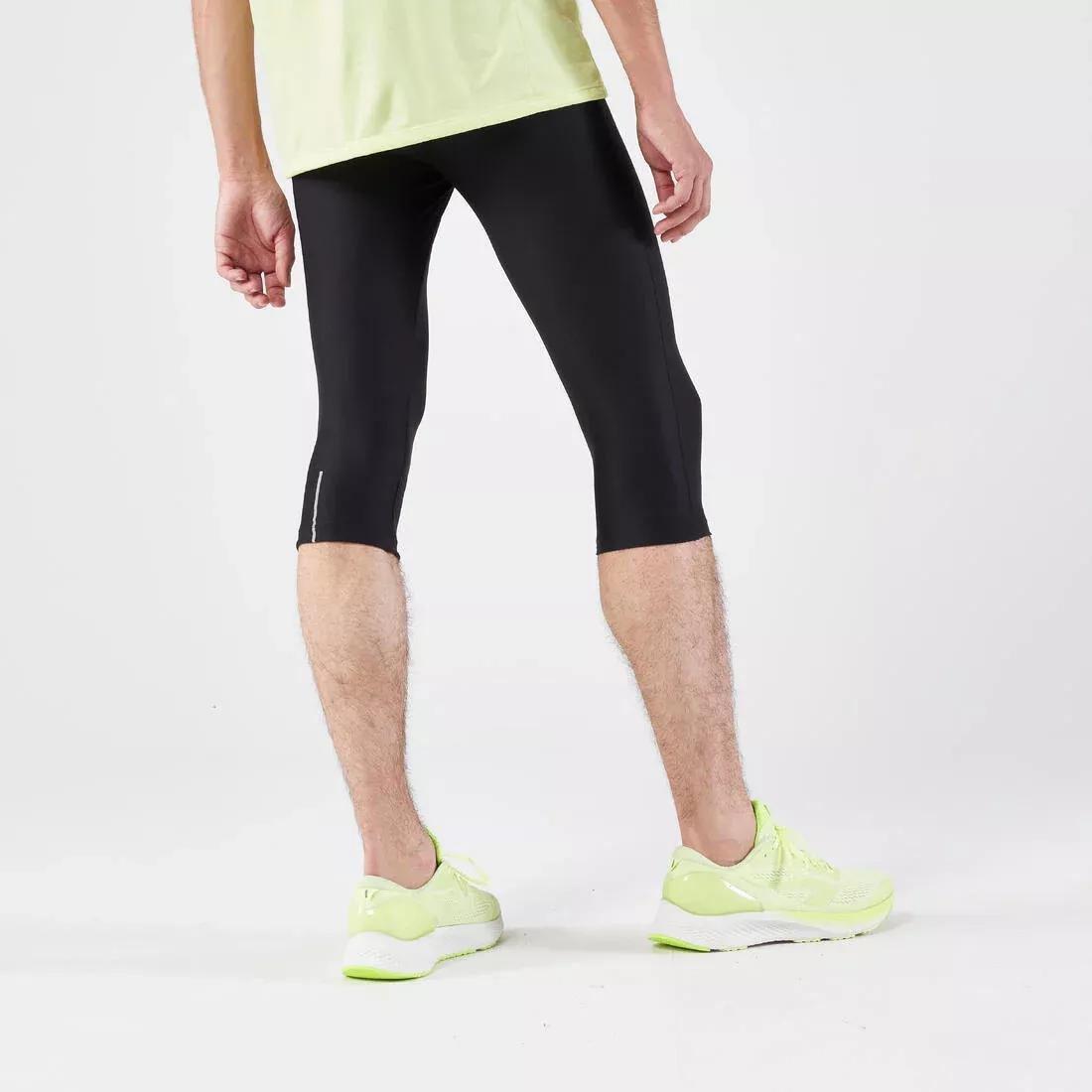 Men Running 3/4 Tights - Kiprun Run 100, Black, No Color, large image number 5