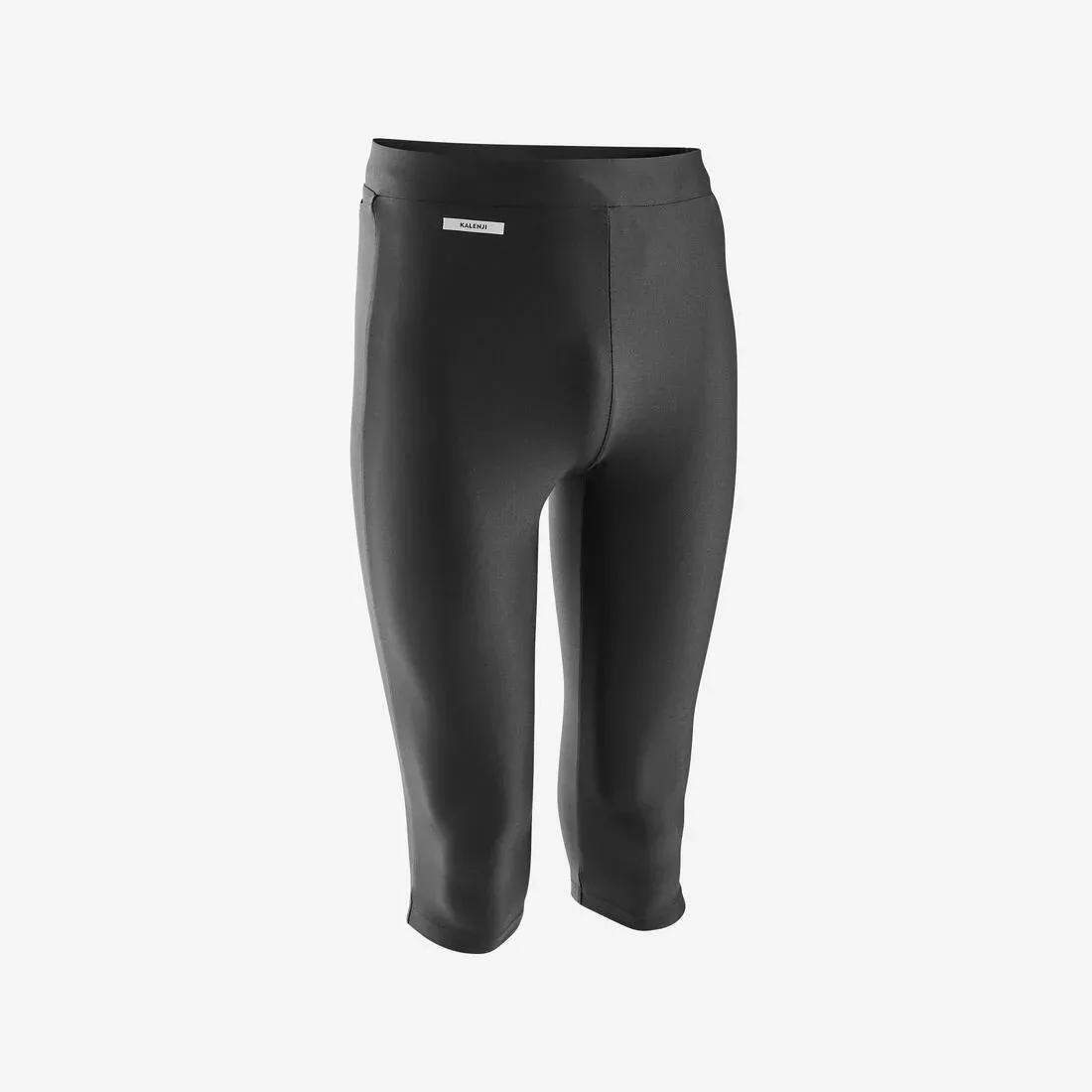 Men Running 3/4 Tights - Kiprun Run 100, Black, No Color, large image number 6