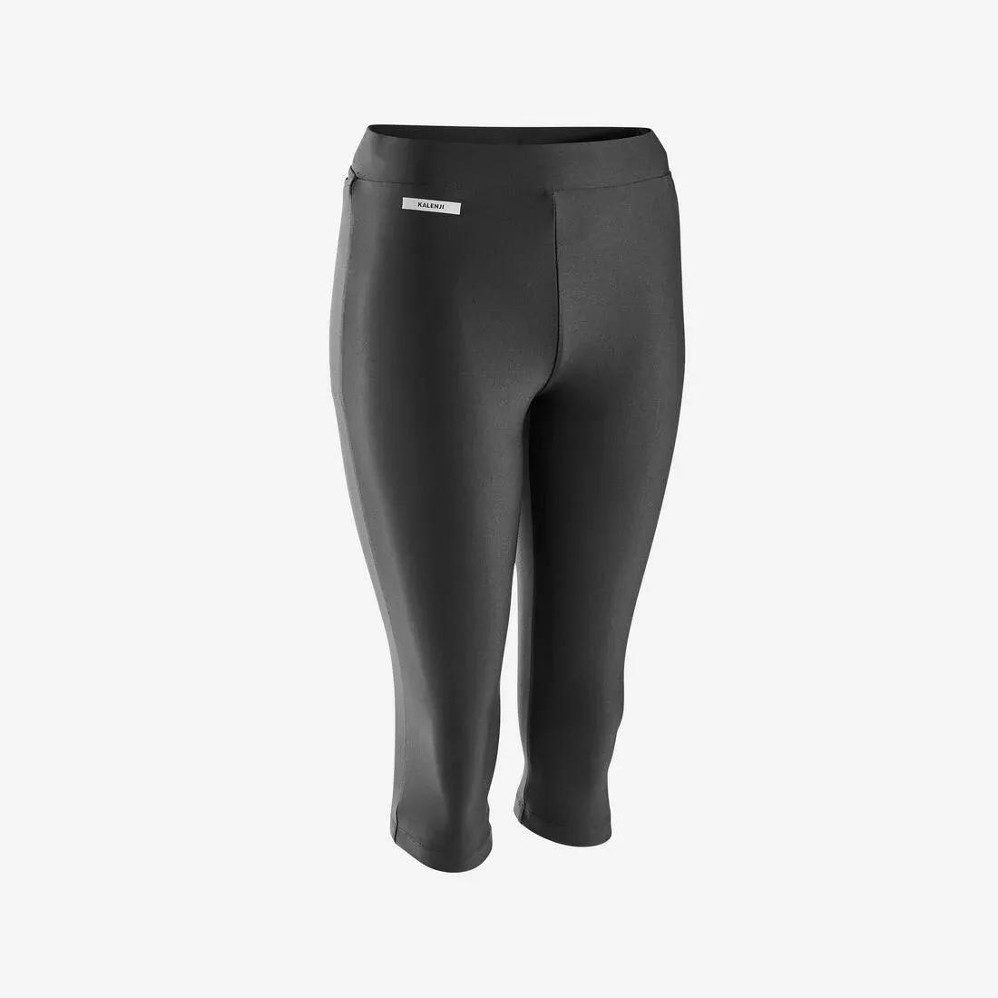 Men Running 3/4 Tights - Kiprun Run 100, Black, No Color, large image number 7