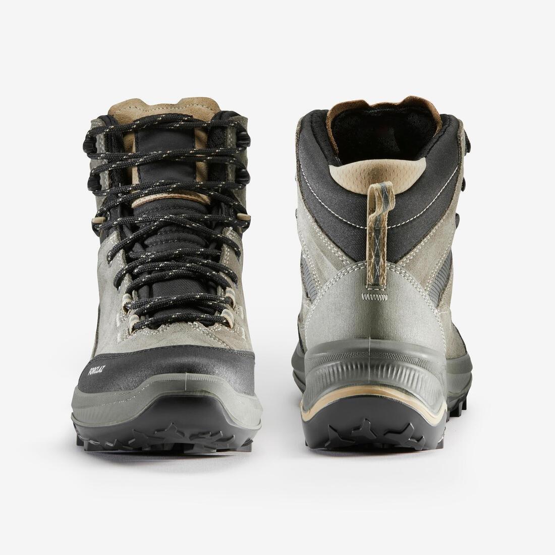 ASH KHAKI GREEN Women's waterproof leather trekking boots - MT100, , large image number 1