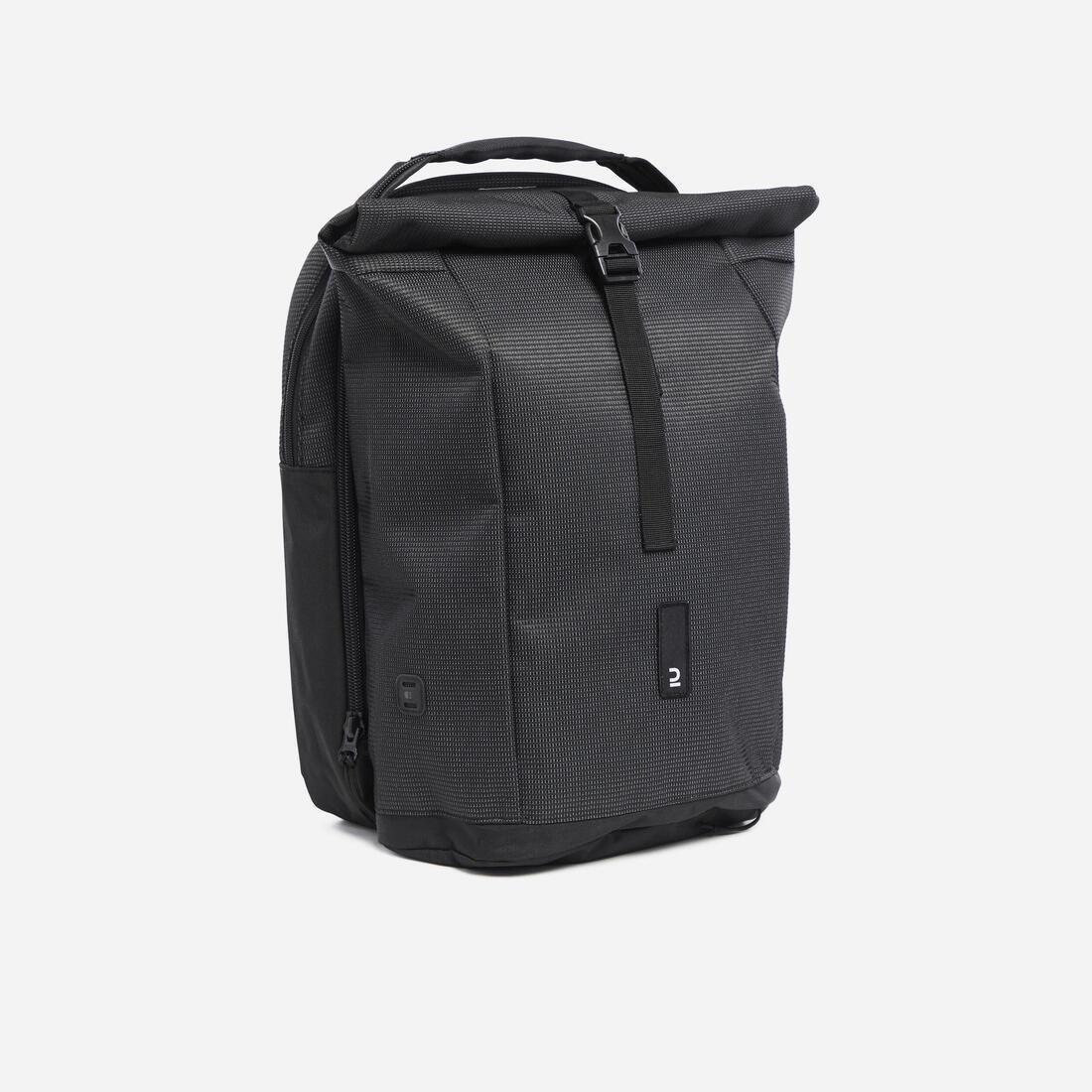 Cycling Double Pannier Rack Reflective Backpack 27L, Black, No Color, large image number 0