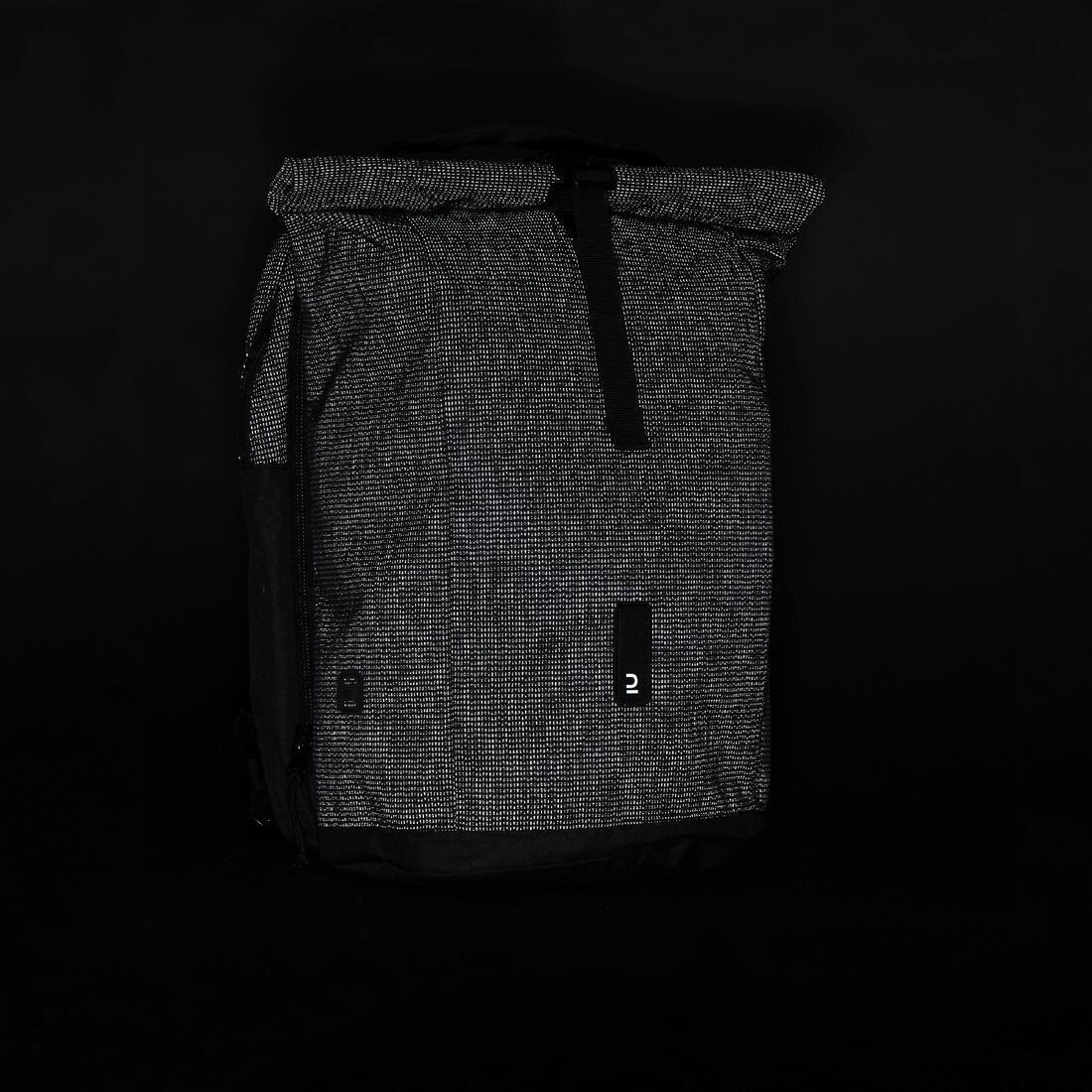 Cycling Double Pannier Rack Reflective Backpack 27L, Black, No Color, large image number 3