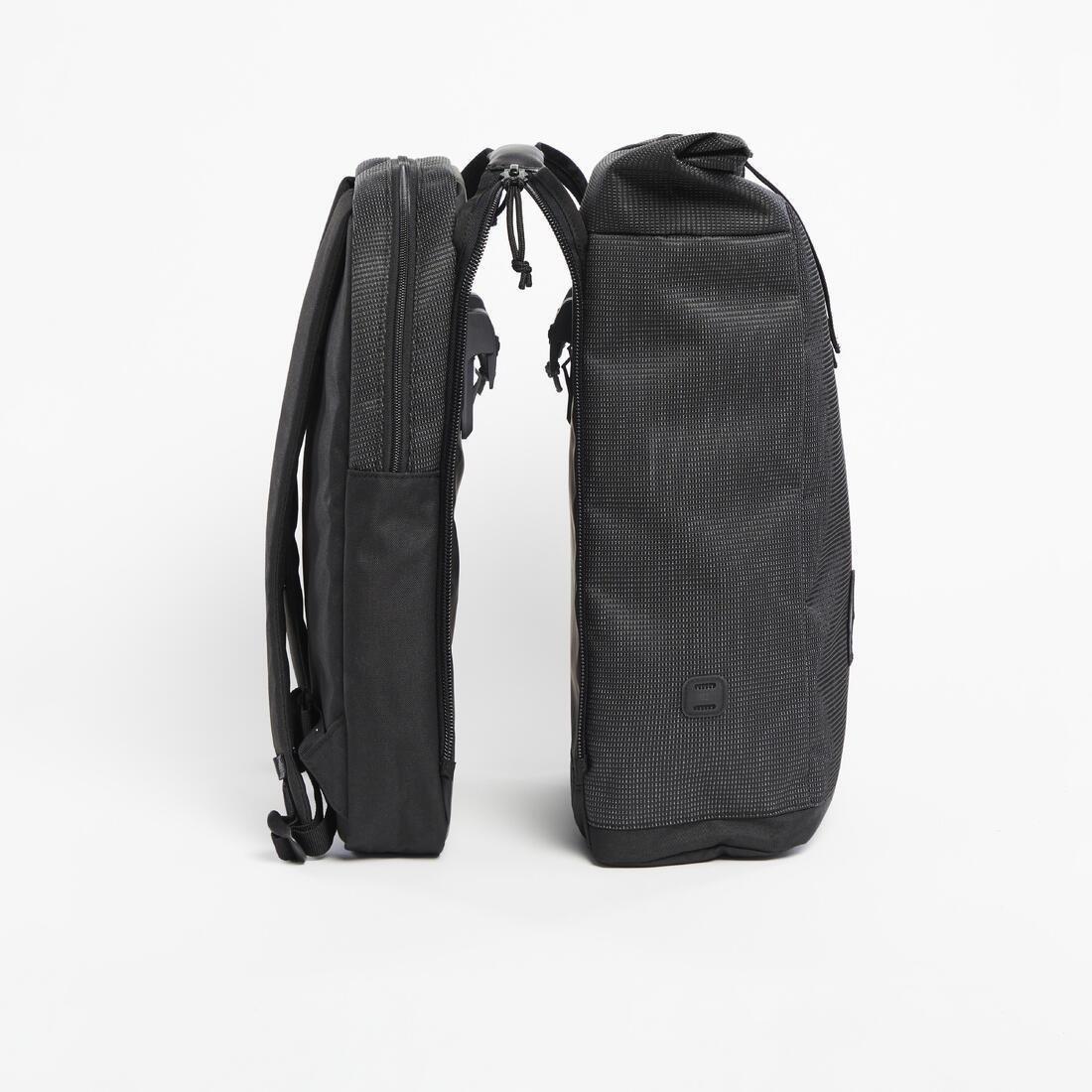 Cycling Double Pannier Rack Reflective Backpack 27L, Black, No Color, large image number 4