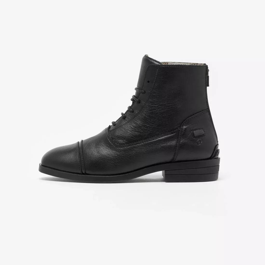 Adult Horse Riding Leather Lace-Up Jodhpur Boots - 900, Black, No Color, large image number 0