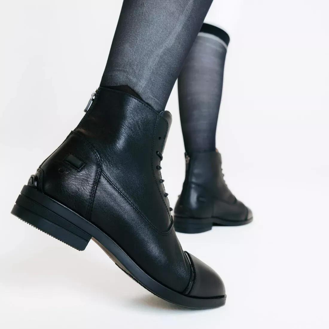 Adult Horse Riding Leather Lace-Up Jodhpur Boots - 900, Black, No Color, medium