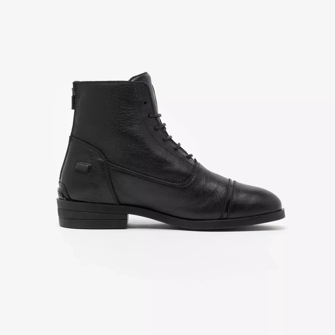 Adult Horse Riding Leather Lace-Up Jodhpur Boots - 900, Black, No Color, medium